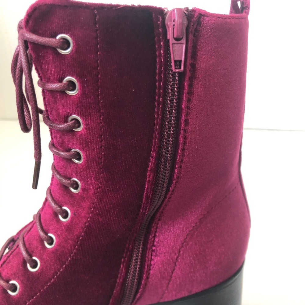 Wine Velvet Boots - Picture 6 of 8